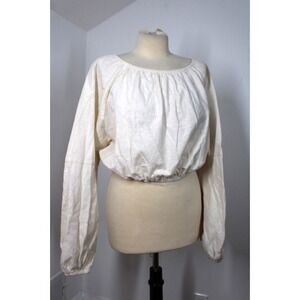 Golondrina of Mexico Natural Off-White Flannel Elastic Top